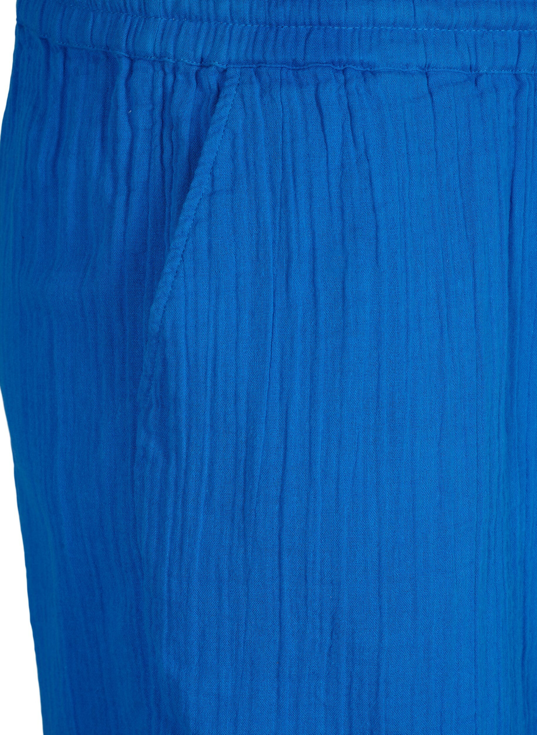 Zizzi Short en mousseline de coton avec poches, Victoria blue, Packshot image number 2