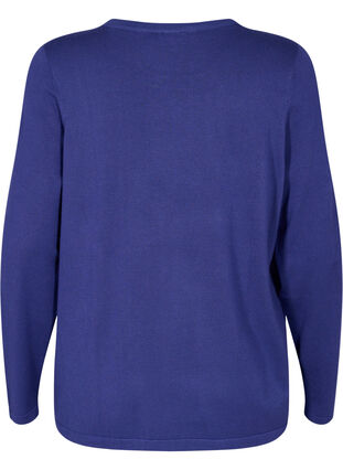 Top en viscose tricoté à manches longues, Deep Cobalt Solid, Packshot image number 1