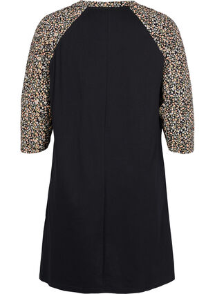 robe de nuit en coton avec détail imprimé, Black Ditzy Flower, Packshot image number 1