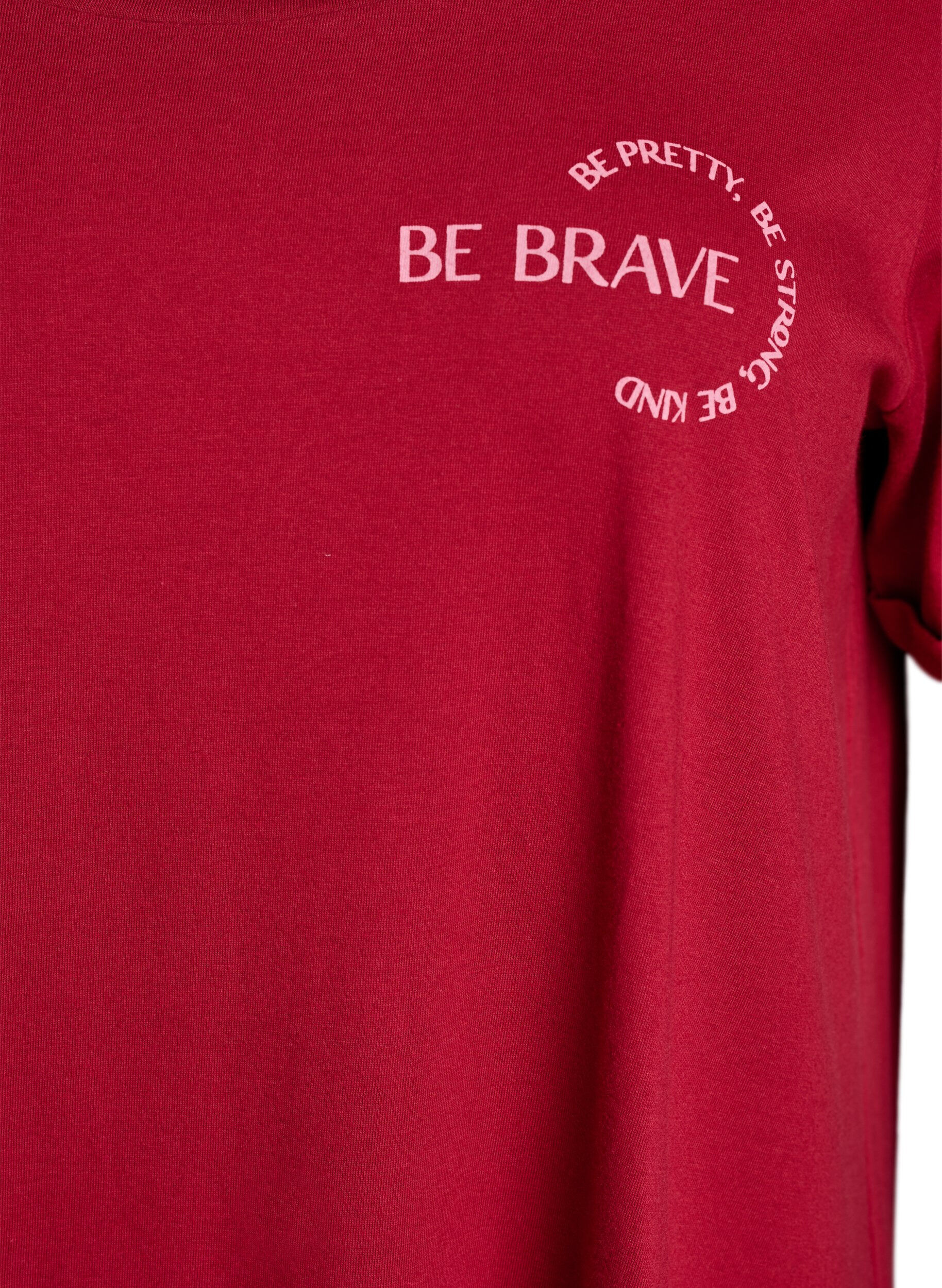 ZizziNachtjapon met korte mouwen van biologisch katoen, Rood, Packshot image number 2