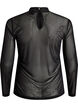 Getailleerde blouse van mesh met lange mouwen, Zwart, Packshot image number 1