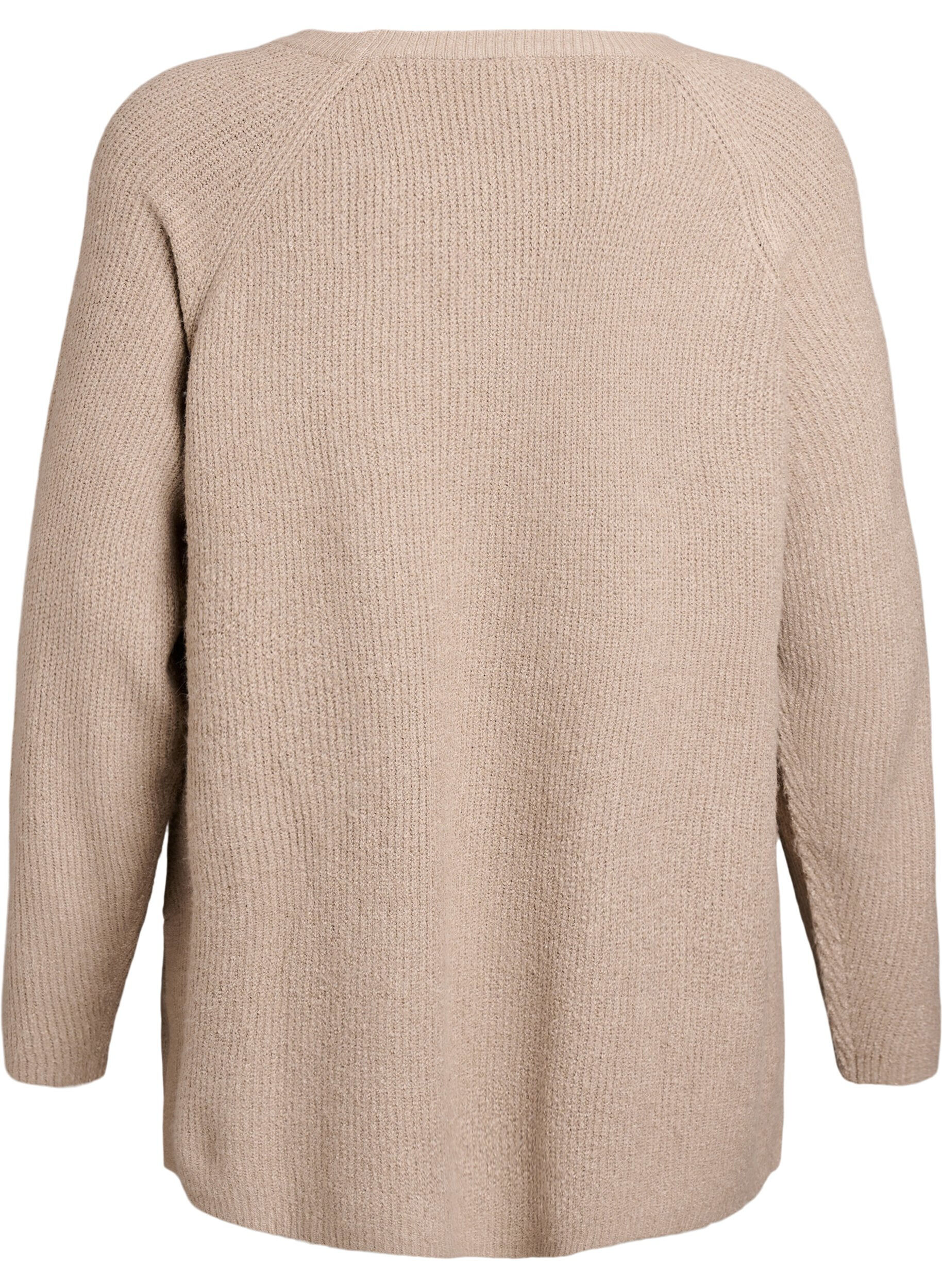 ZizziPull en maille &agrave; motif diagonal et manches raglan, Beige, Packshot image number 1
