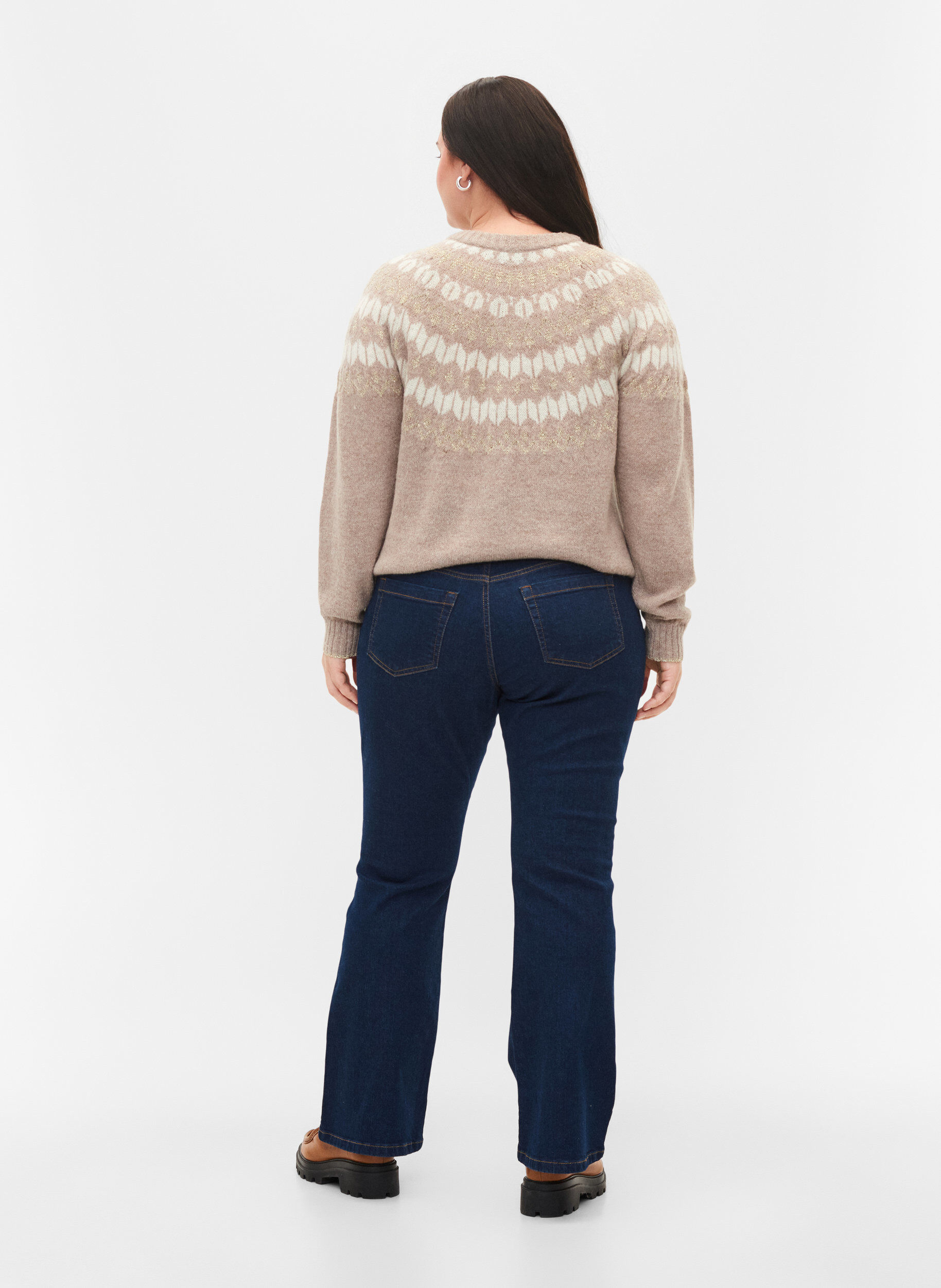 ZizziEllen bootcut jeans met hoge taille, Blauw, Model image number 1