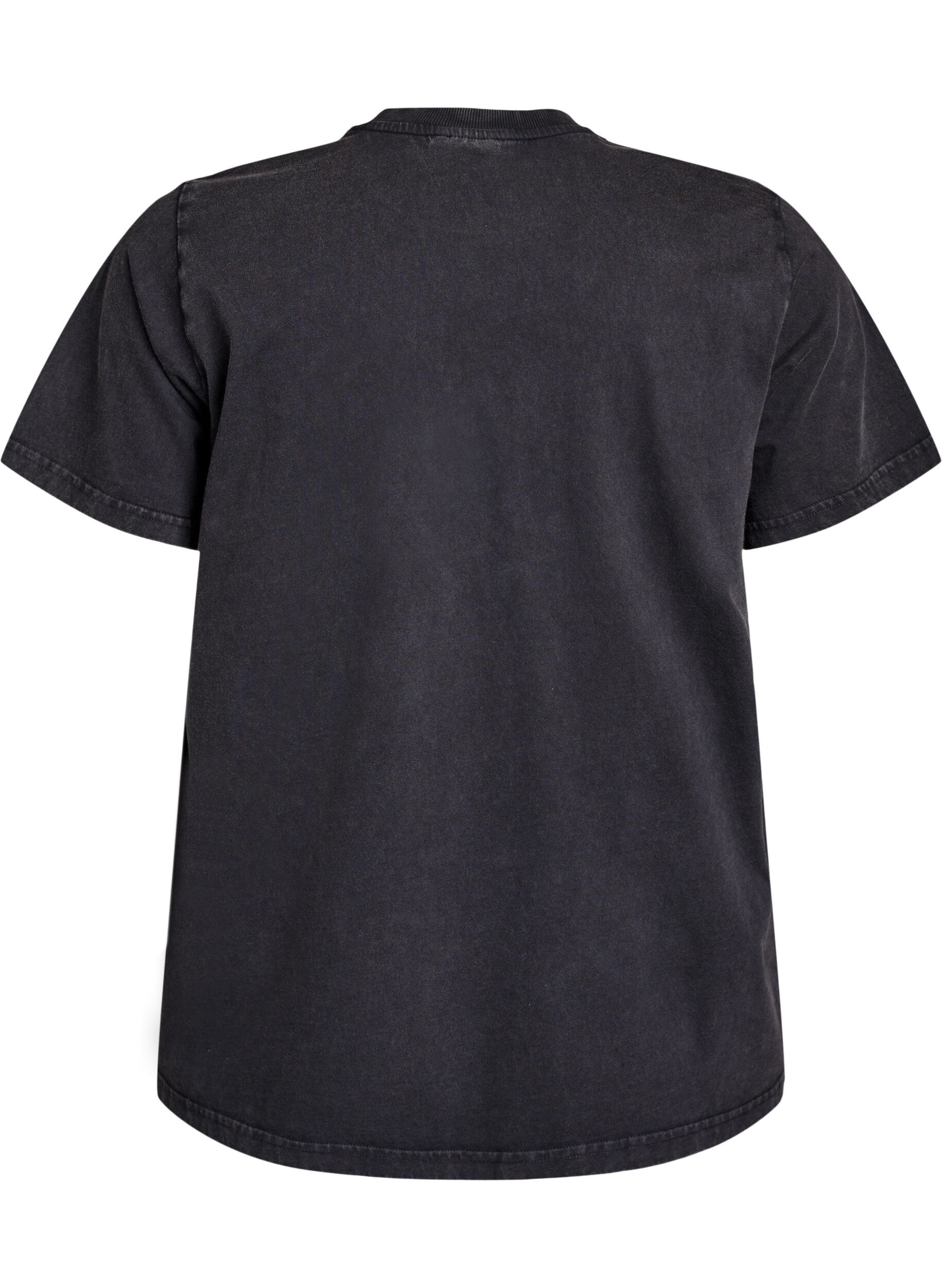 ZizziT-shirt met teddybeerprint en gewassen look, Grijs, Packshot image number 1