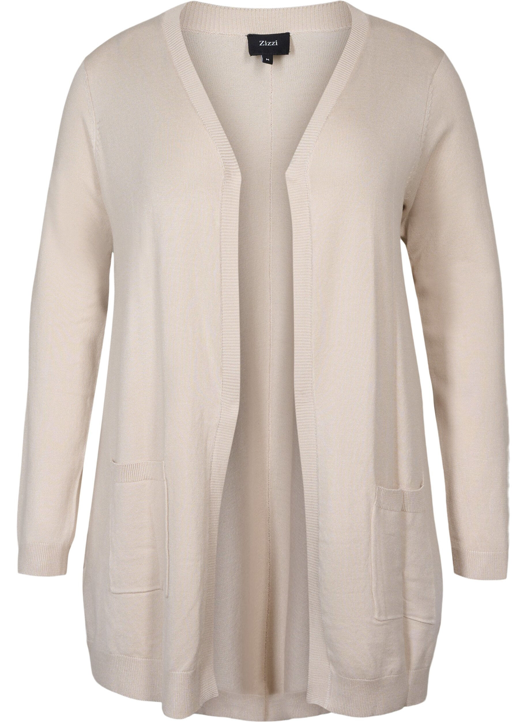 ZizziLong cardigan tricot&eacute; dans un m&eacute;lange de viscose, Beige, Packshot image number 0