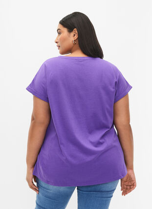 T-shirt à manches courtes en coton mélangé, ULTRA VIOLET, Model image number 1