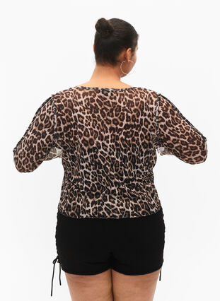 Top en maille à manches longues avec imprimé léopard, Leo, Model image number 1