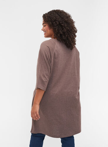 Article en promotion - Robe pull en coton avec poches et manches 3/4, Iron Melange, Model image number 1