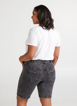 Short en jean taille haute, Grey Denim, Model image number 1