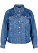 Denimjack met strasssteentjes en een rauwe zoom, Blauw, Packshot image number 0