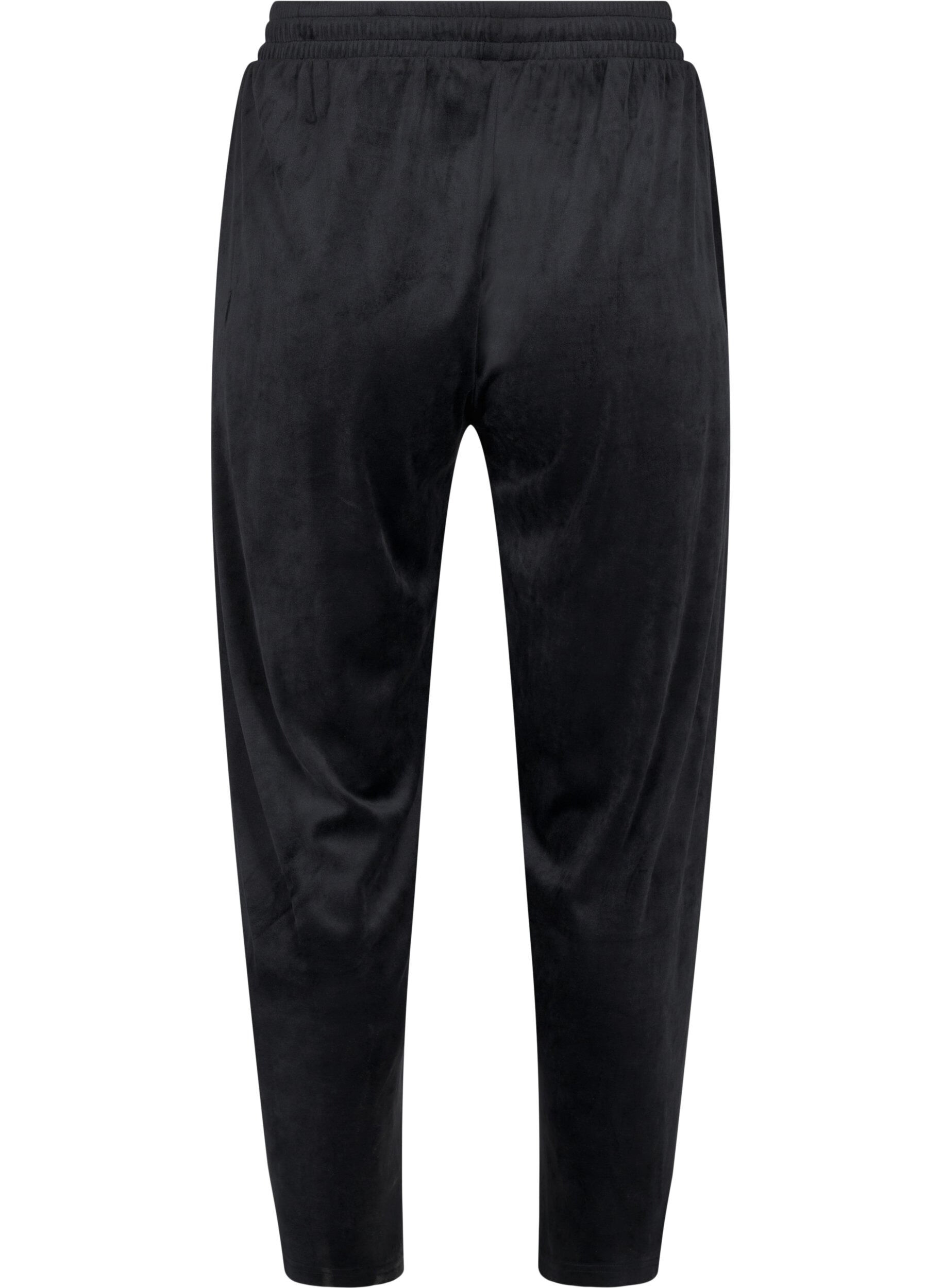 ZizziLosse velourse broek, Black, Packshot image number 1