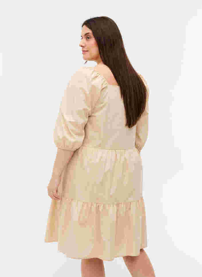 Katoenen jurk met a-lijn en ballonmouwen, Pink Tint, Model image number 1