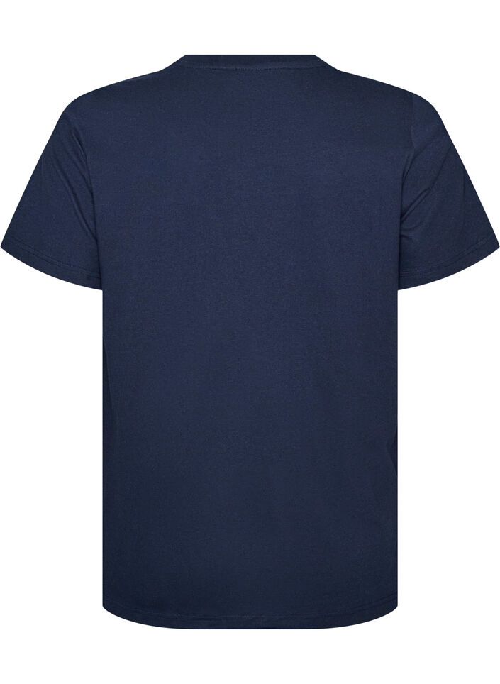 T-shirt van biologisch katoen met teddybeermotief, Blauw, Packshot image number 1