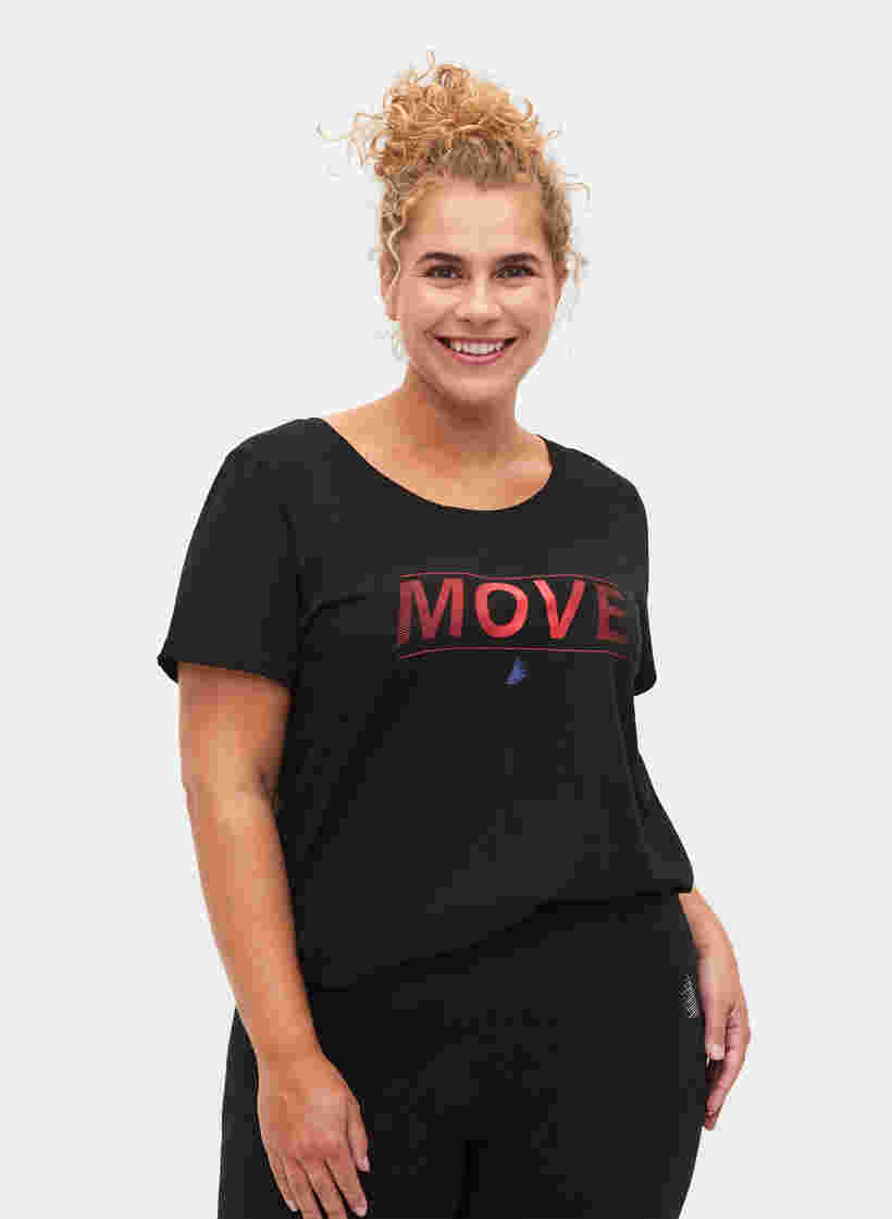 T-shirt de sport avec imprimé, Black w. Stripe Move, Model image number 0