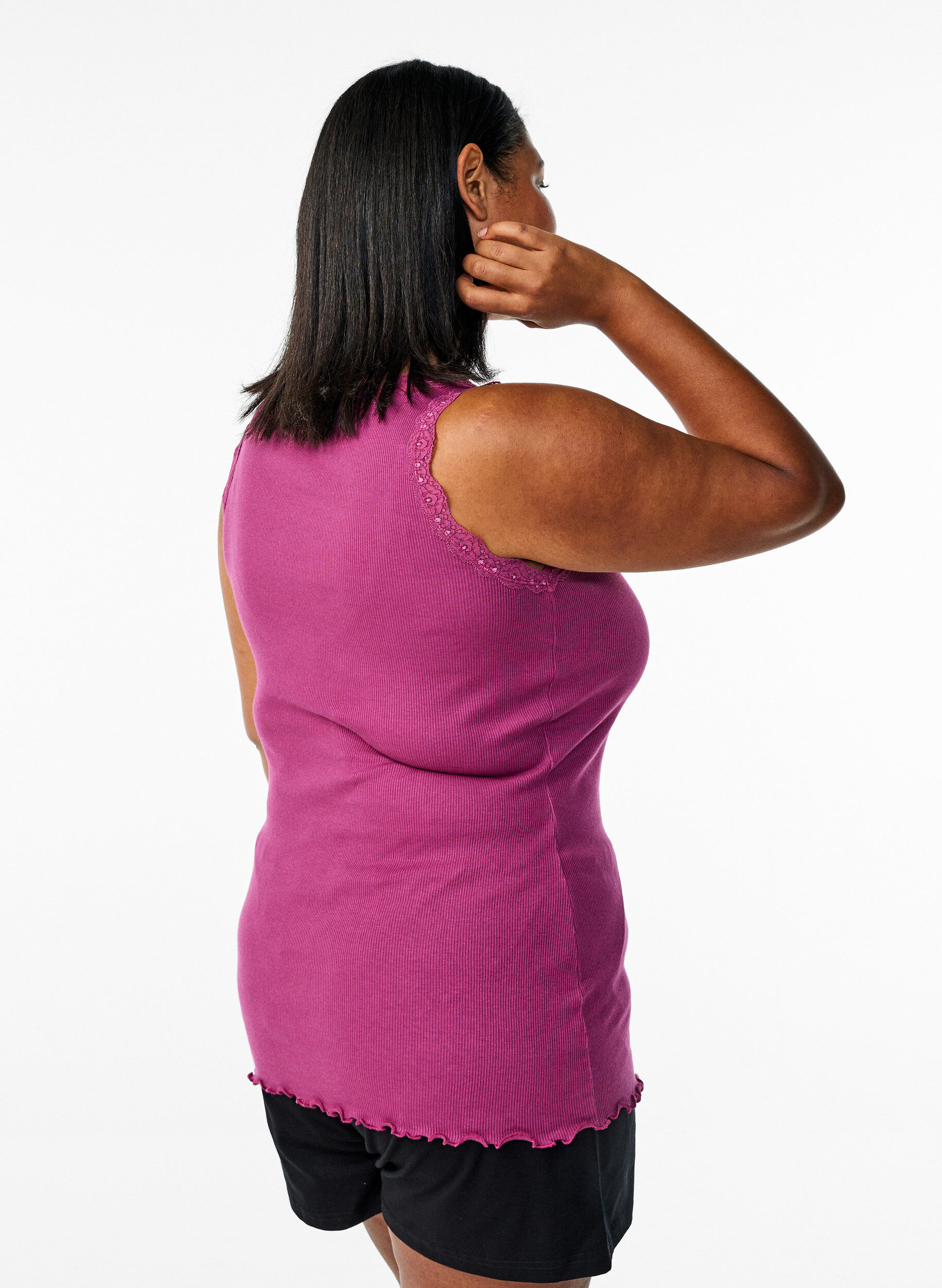 ZizziTop met kanten rand, Rood, Model image number 2