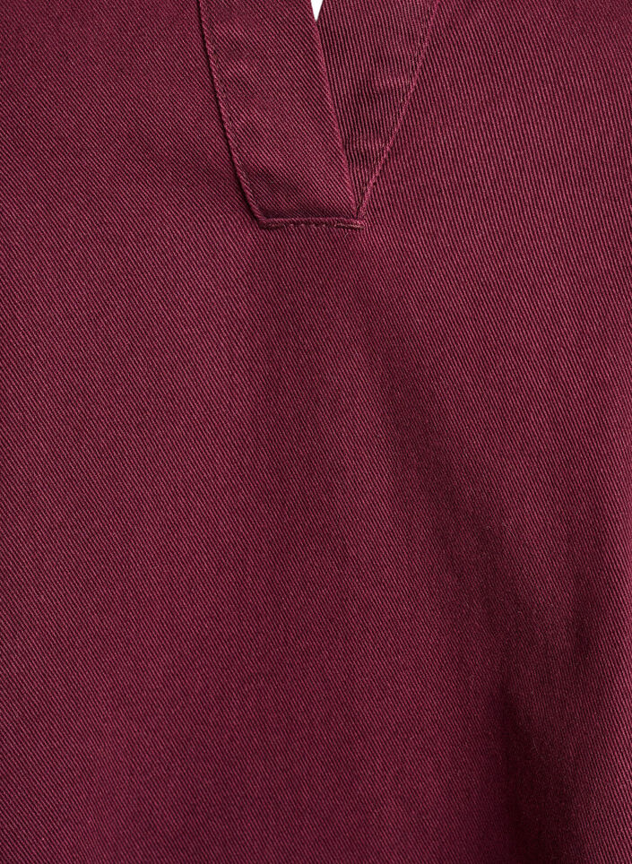 Korte denimjurk met kraag en V-hals, Rood, Packshot image number 2