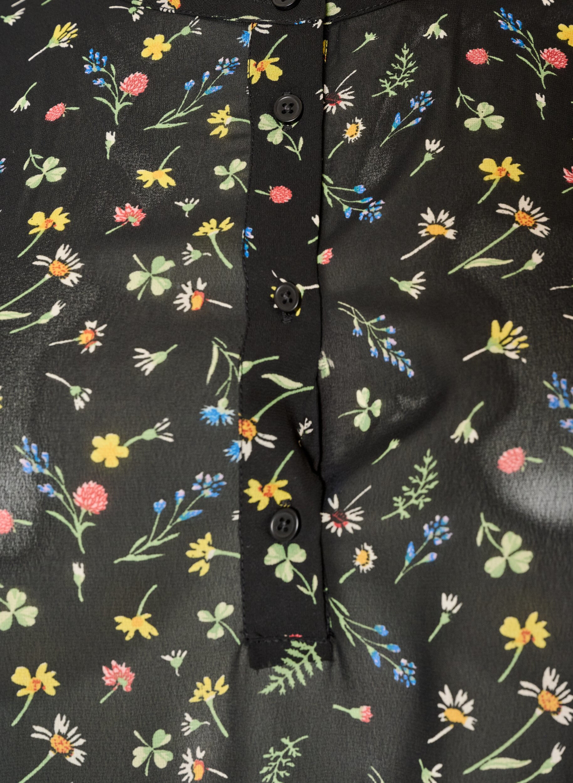 ZizziBlouse avec imprim&eacute; int&eacute;gral et patte de boutonnage courte, Noir, Packshot image number 2