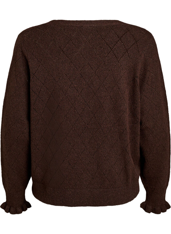 Cardigan &agrave; motif arlequin et col en V, Marron, Packshot image number 1