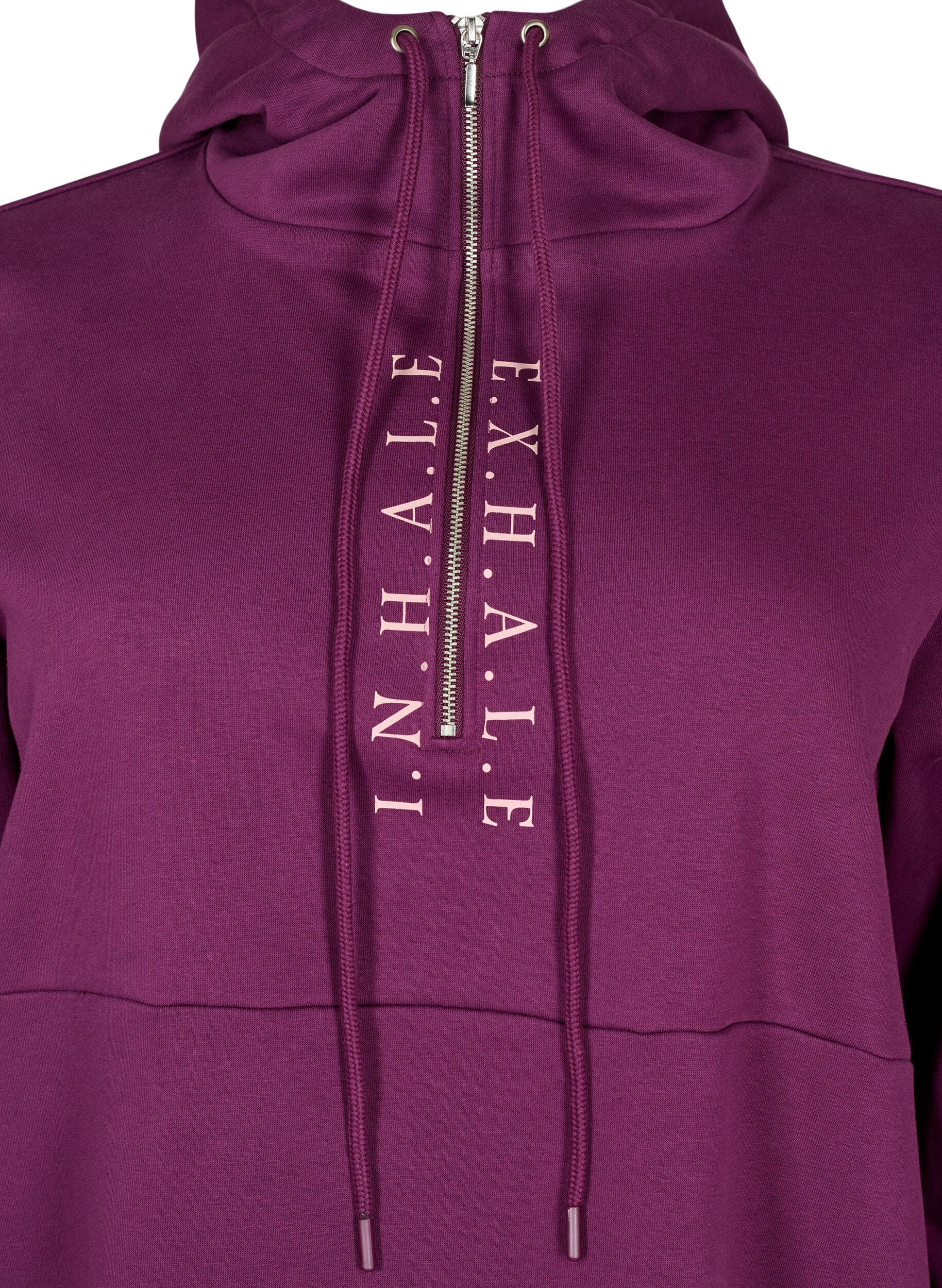 ZizziSportieve sweatshirtjurk met capuchon, Pickled Beet/SilverP, Packshot image number 2