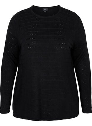 Pull en tricot avec col rond, Black, Packshot image number 0