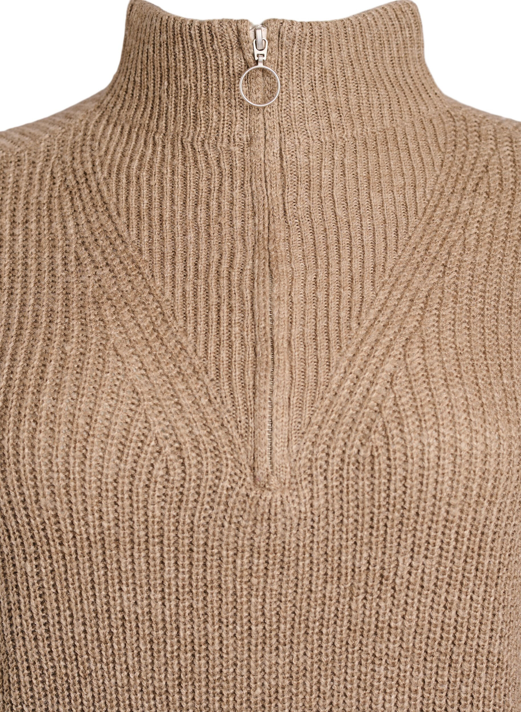 ZizziPull en tricot avec col haut et fermeture &eacute;clair, Marron, Packshot image number 2