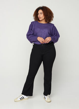 Ellen jeans met hoge taille en bootcut, Black, Model image number 1