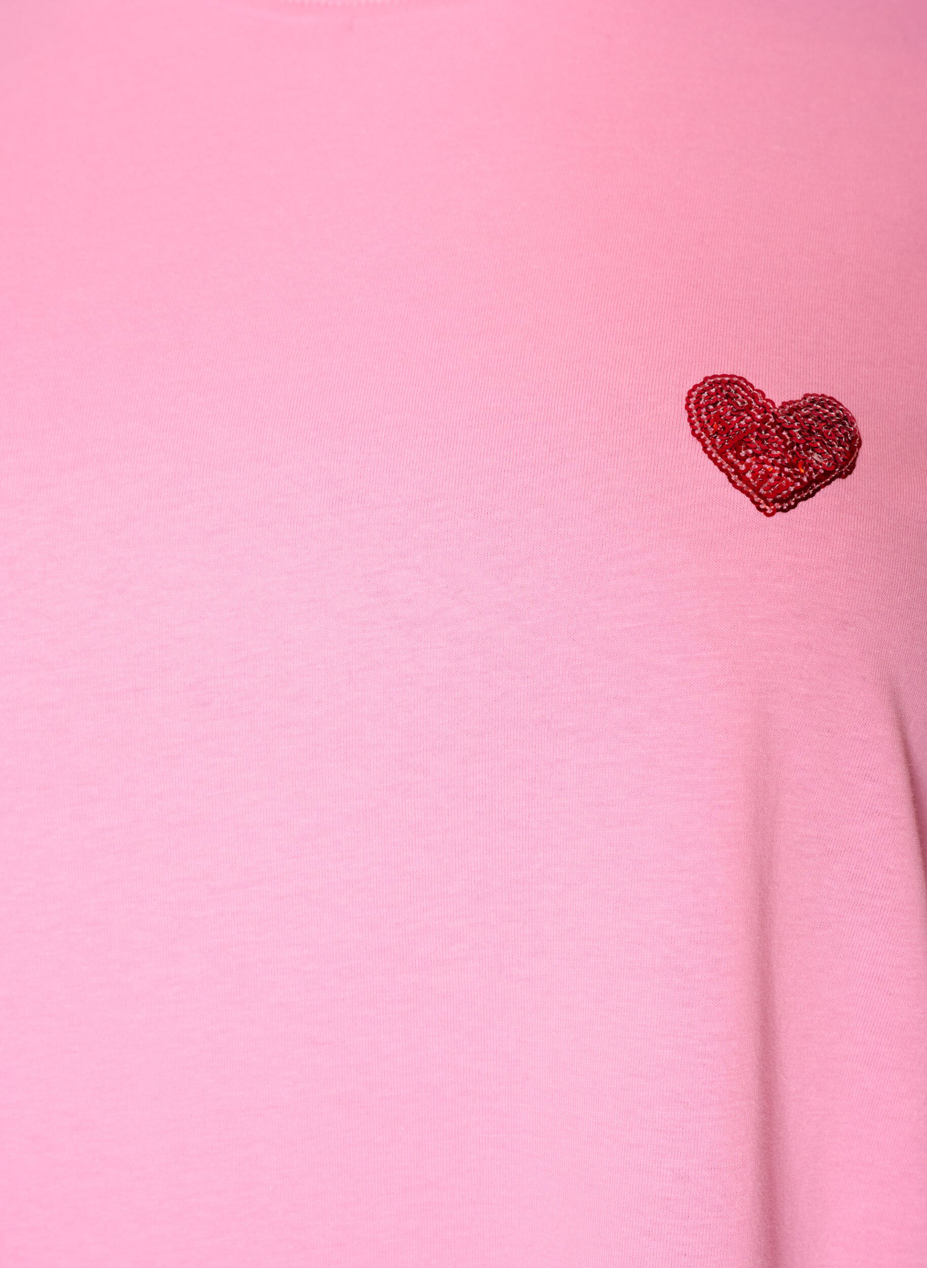 ZizziT-shirt met pailletten hart en kleurrijke achterprint, Roze, Packshot image number 2