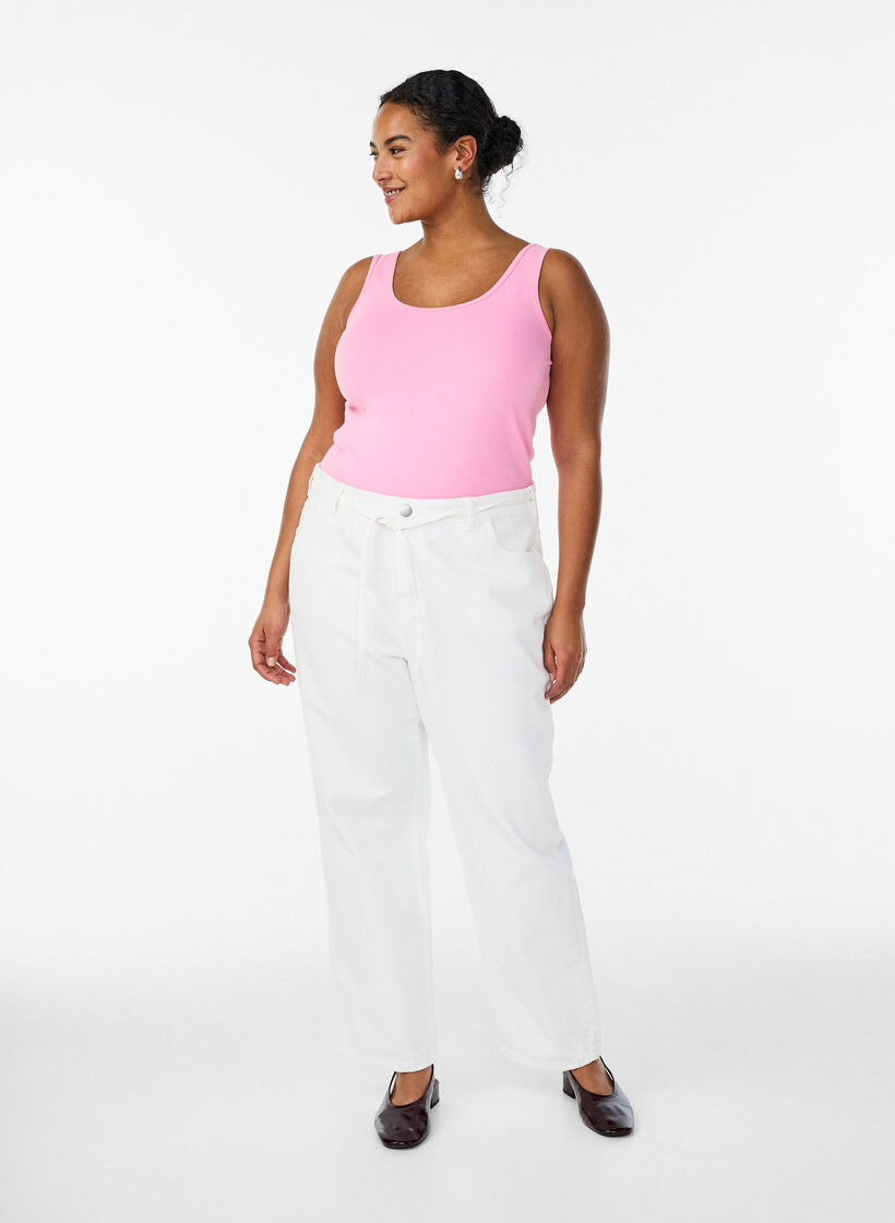 Haut Basic uni en coton, Rose, Model image number 1