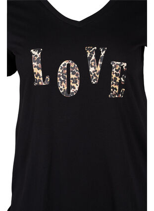 Katoenen t-shirt met v-hals, Black Love Leo, Packshot image number 2