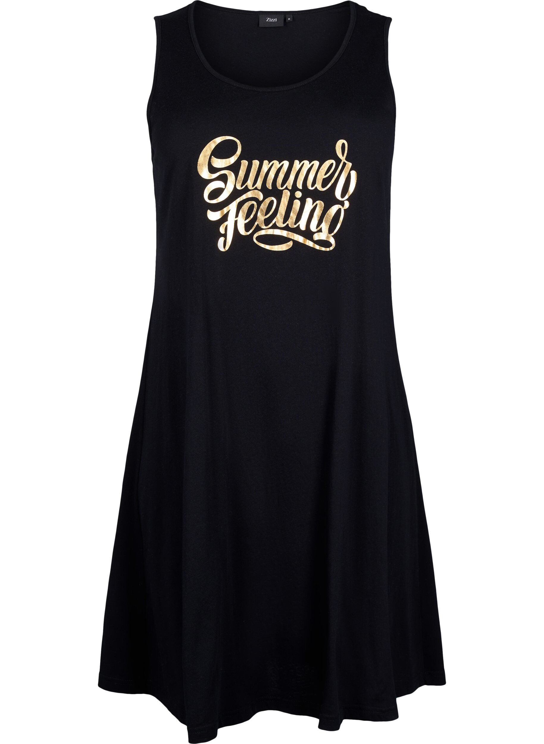 Zizzi Robe sans manches en coton avec forme en A, Black W. Summer, Packshot image number 0