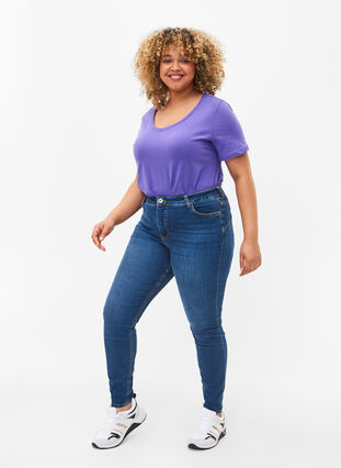 T-shirt en coton uni basique, Ultra Violet, Model image number 2