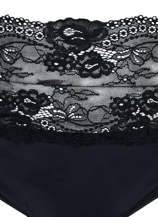 Set van 2 slips met kanten rand en hoge taille, Black, Packshot image number 2
