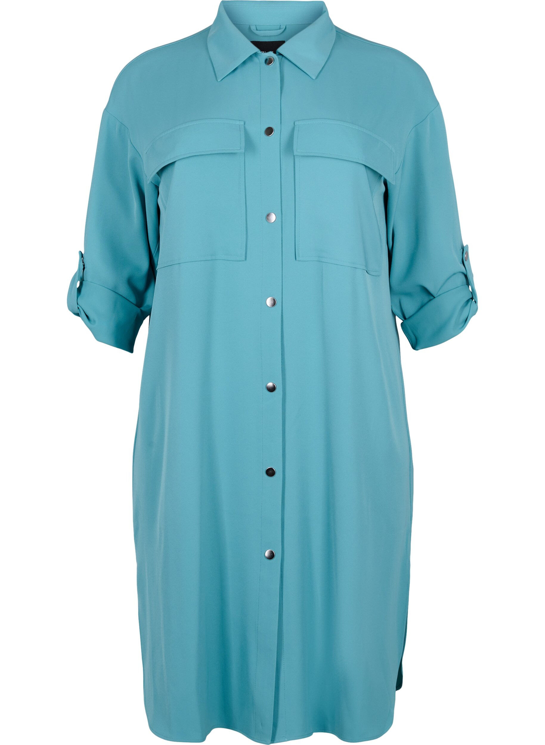 ZizziLang overhemdjasje met knoopsluiting, Brittany Blue, Packshot image number 0