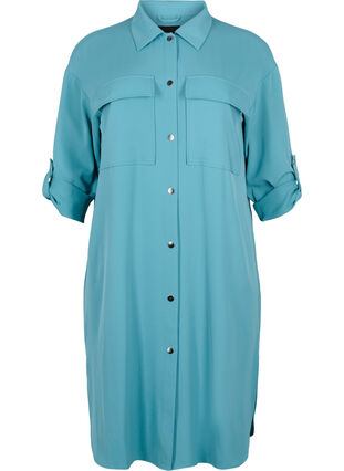 Lang overhemdjasje met knoopsluiting, Brittany Blue, Packshot image number 0