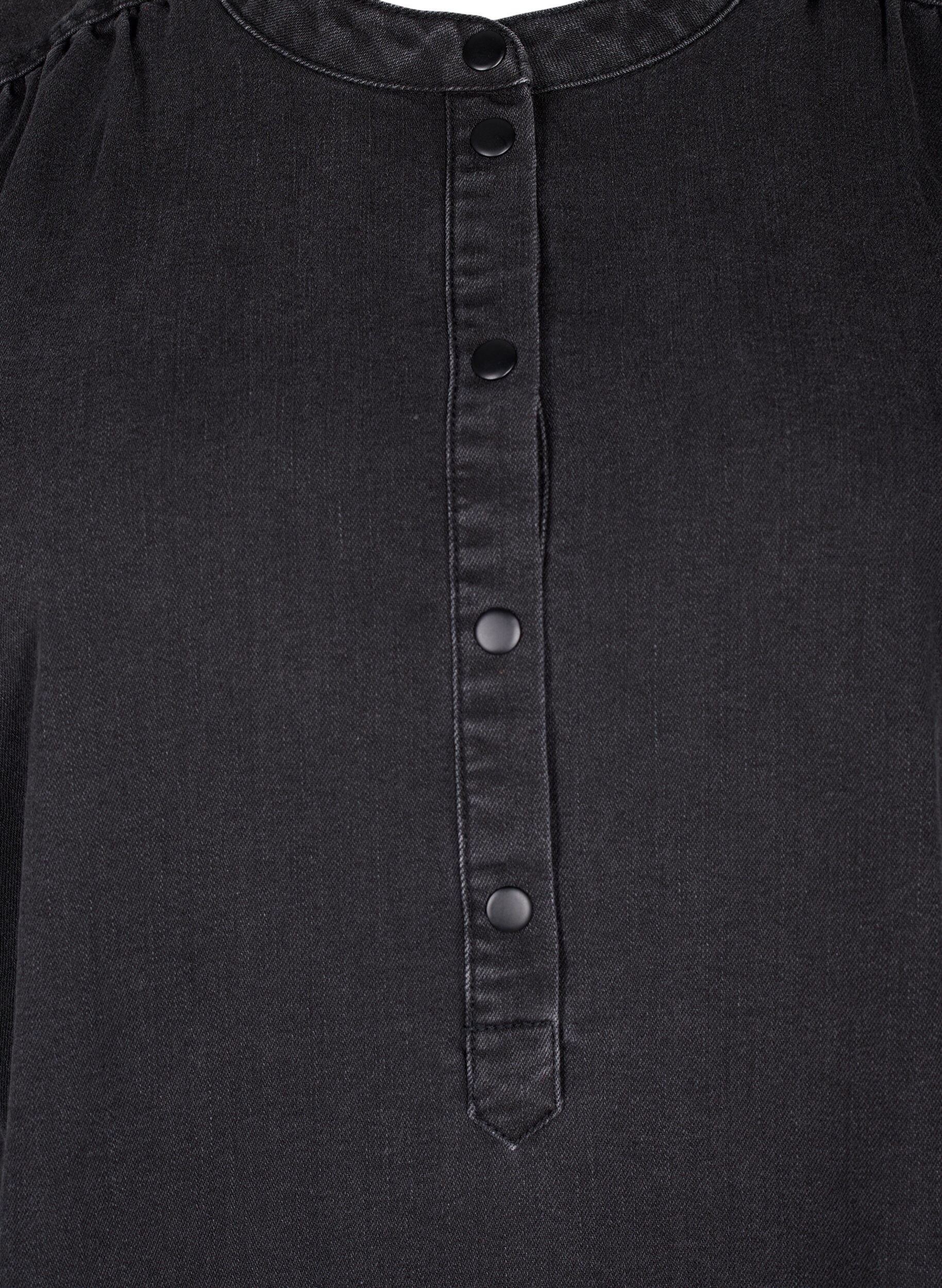 ZizziA-vorm denim jurk met korte mouwen, Grey Denim, Packshot image number 2