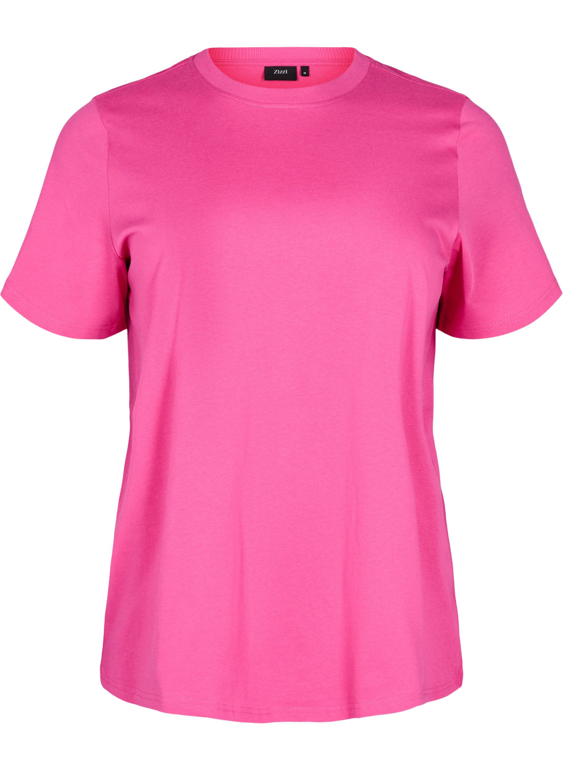 ZizziBasic katoenen T-shirt met ronde hals, Roze, Packshot image number 0