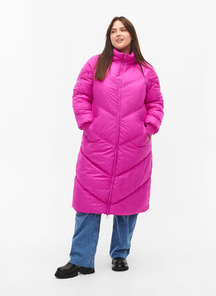 Longue veste polaire d'hiver, Rose Violet, Model image number 0