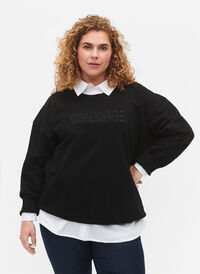 Sweatshirt met geborduurde tekst, Black Copenhagen , Model