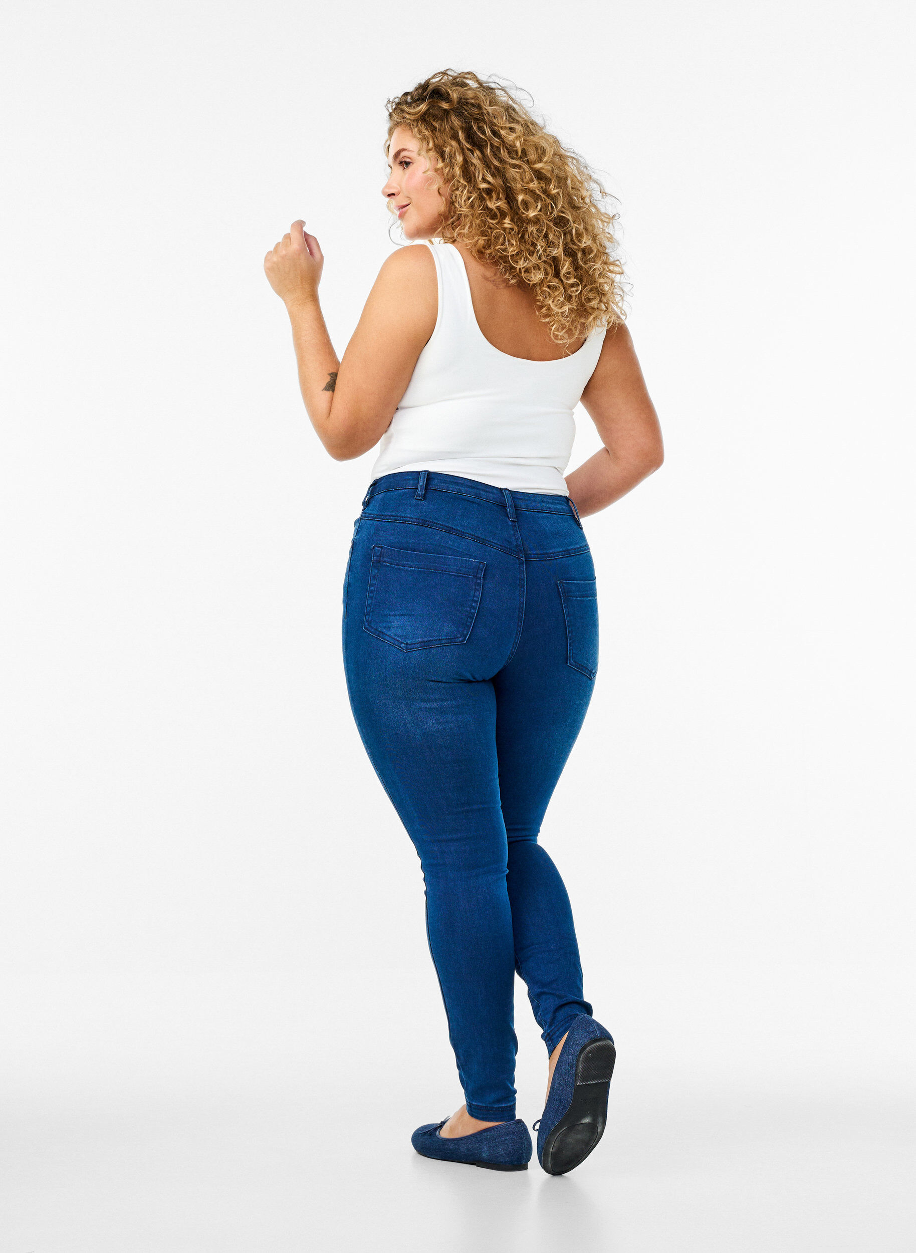 ZizziSuper slim Amy jeans met hoge taille, Blue Denim, Model image number 1