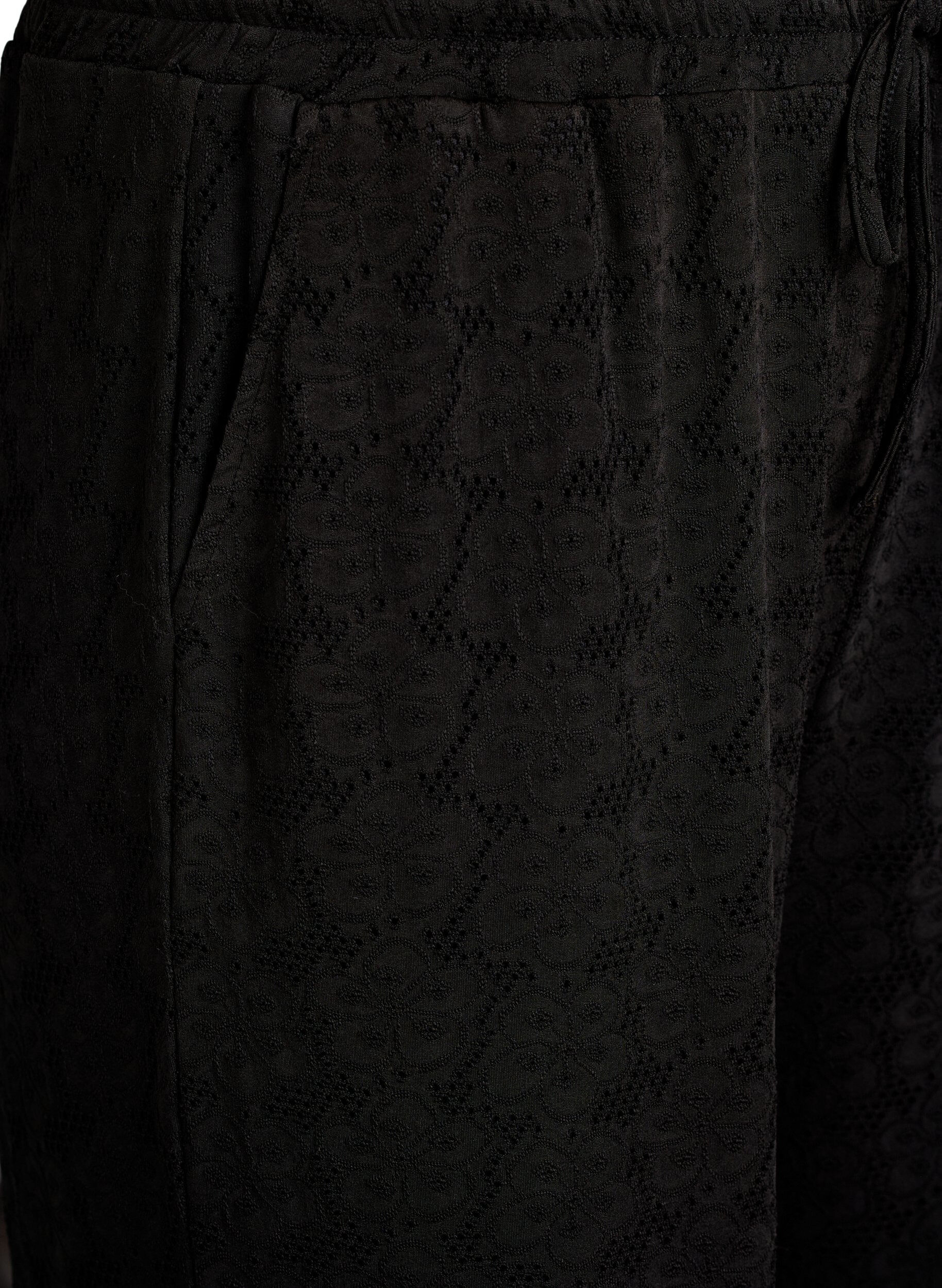 ZizziFLASH - Broek met textuur en hoge taille, Zwart, Packshot image number 2