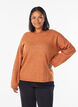 Pull ample en maille avec coutures apparentes, Orange fonc&eacute;, Model image number 0