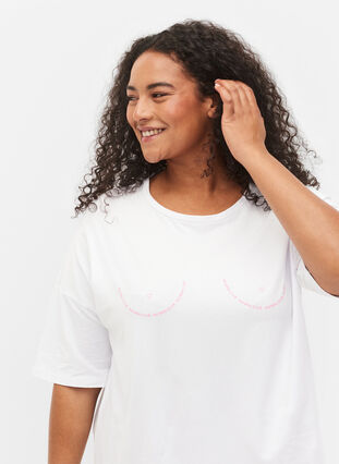 Support the breasts - T-shirt en coton, White, Model image number 2