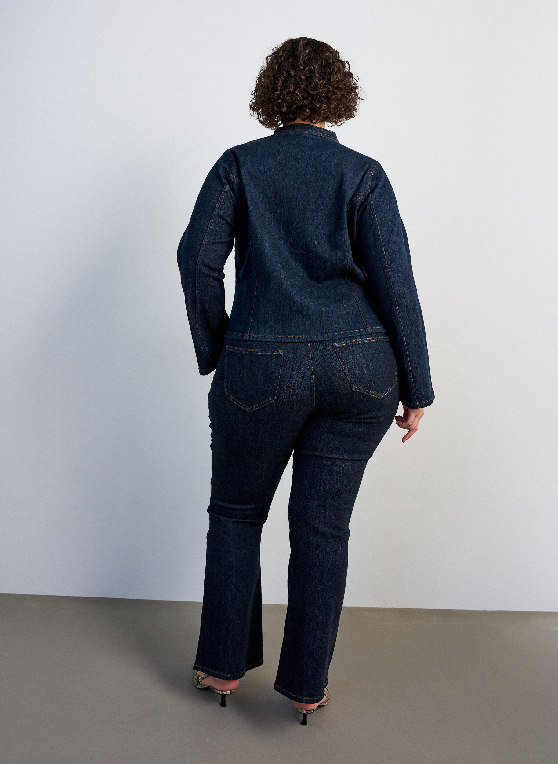 ZizziEllen bootcut jeans met hoge taille, Blauw, Model image number 1