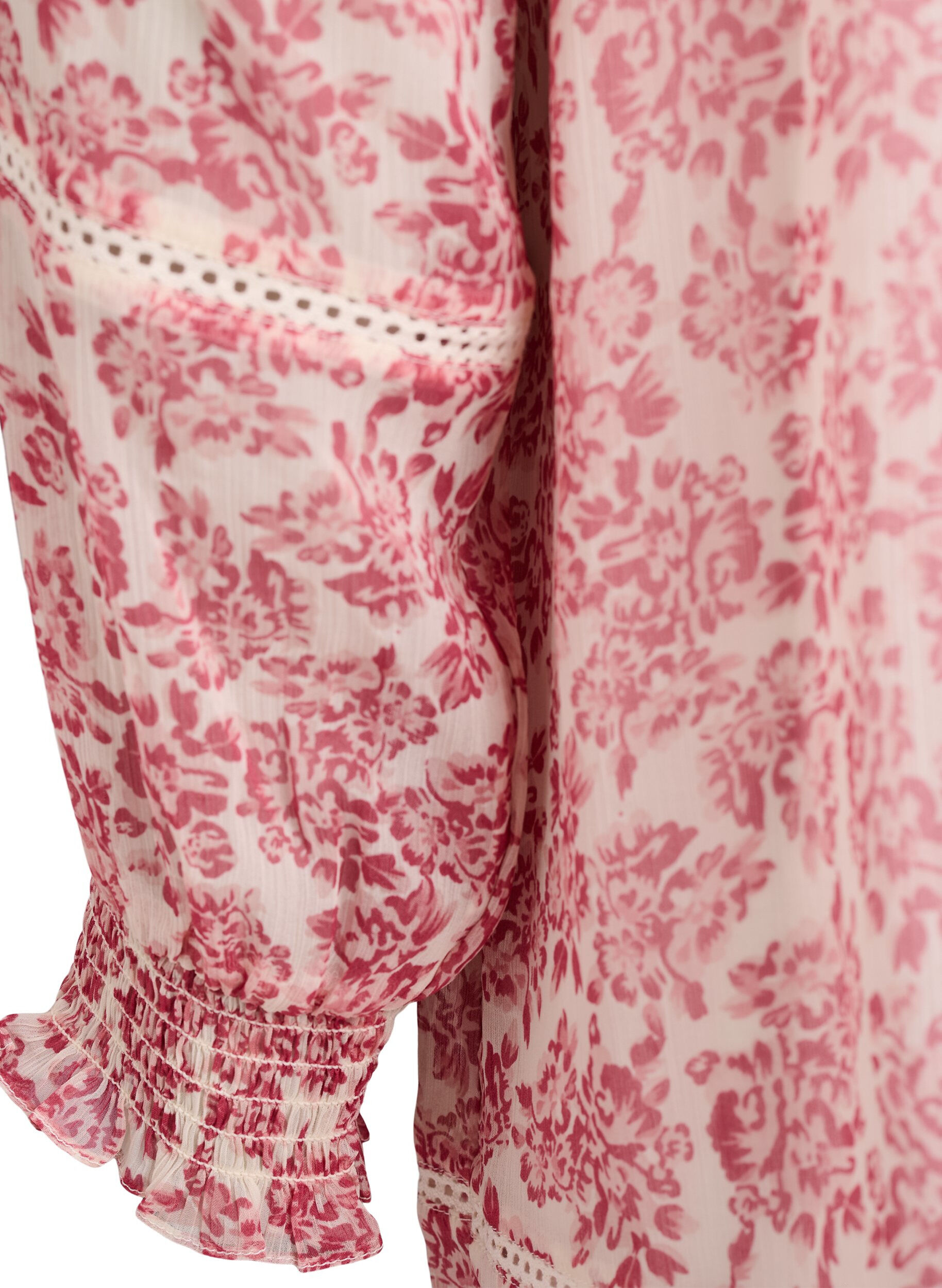 Zizzi Robe courte en mousseline avec d&eacute;tails en crochet, Rose, Packshot image number 3