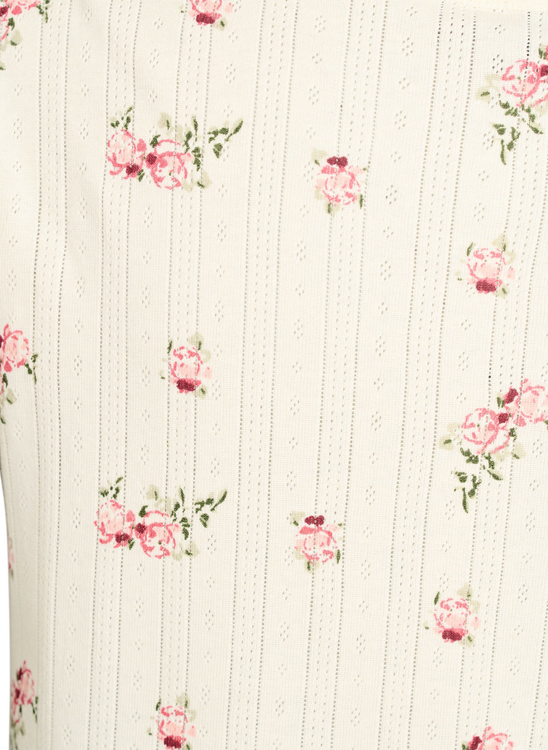 Zizzi Haut de pyjama en coton bio avec mancherons, Vanille, Packshot image number 3