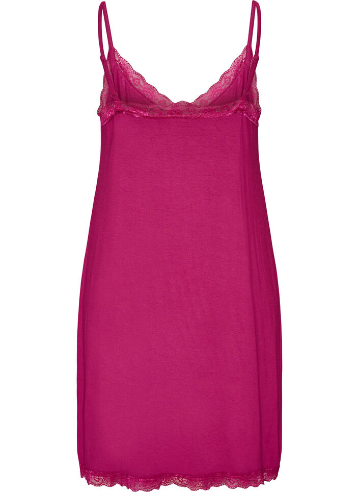Nuisette en viscose avec dentelle et fentes, Bordeaux, Packshot image number 1