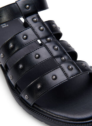 Sandaal met brede pasvorm en studs, Black, Packshot image number 3