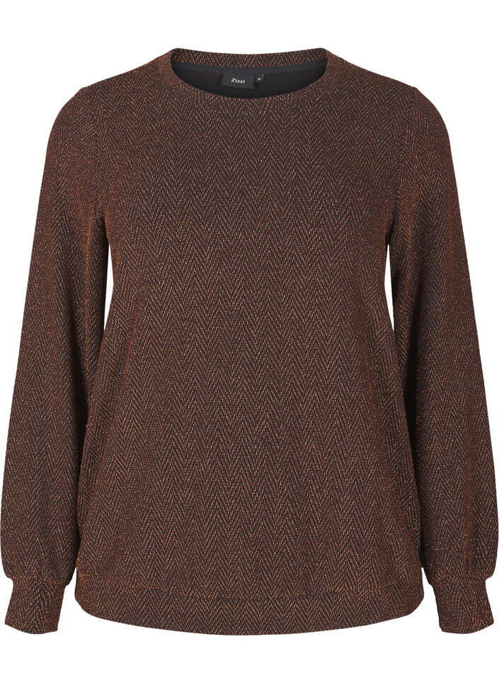Blouse met glinsterend patroon, Copper ZigzagShimmer, Packshot image number 0