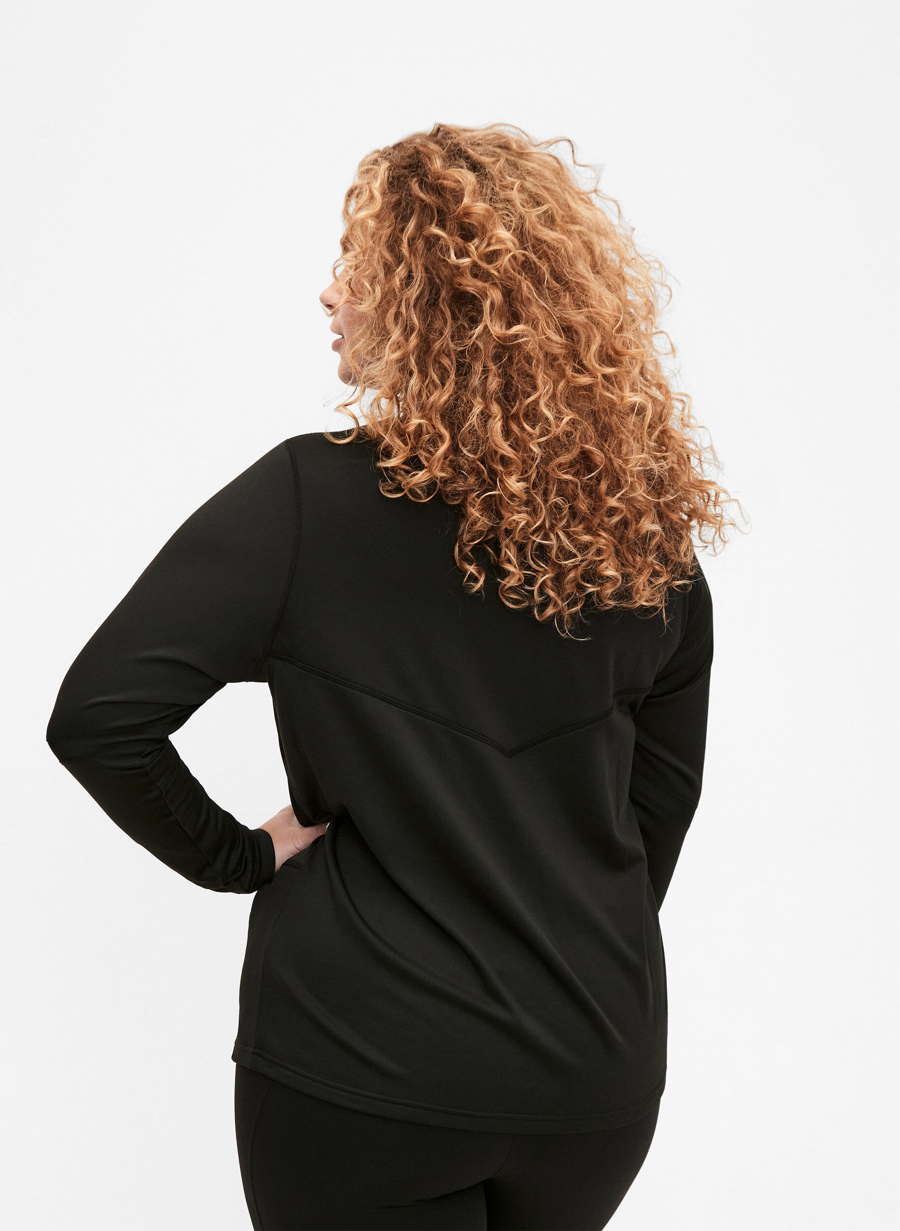 ZizziBlouse voor onder een trui met zakken en mesh, Black, Model image number 1