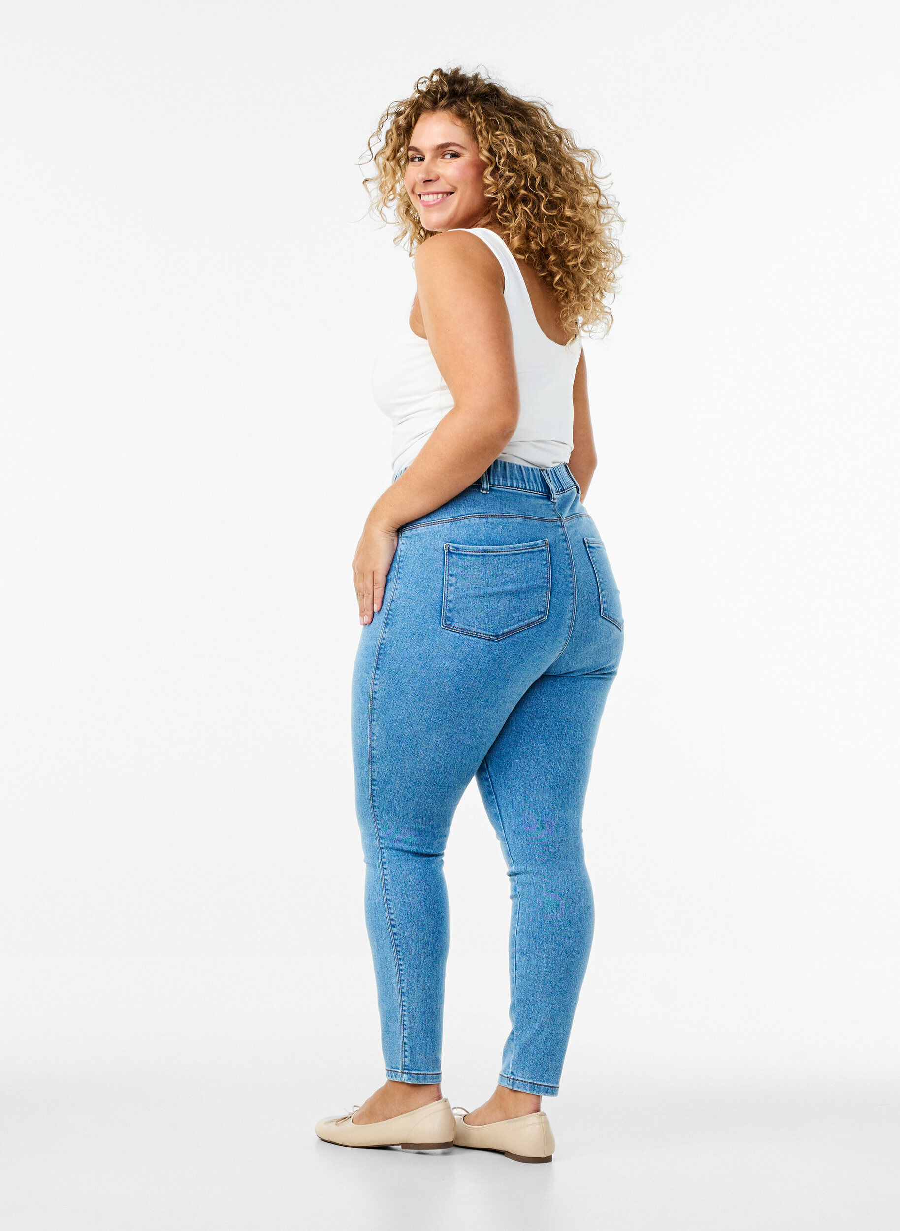 ZizziJeggings met hoge taille, Blauw, Model image number 1